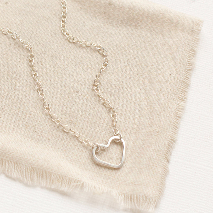 Floating Silver Heart Necklace