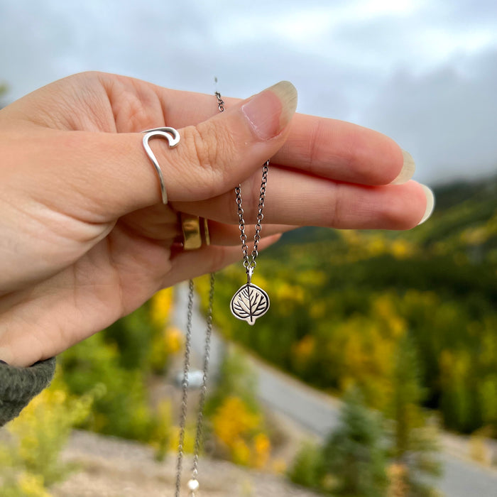 Aspen Leaf Silver Charm Neckace