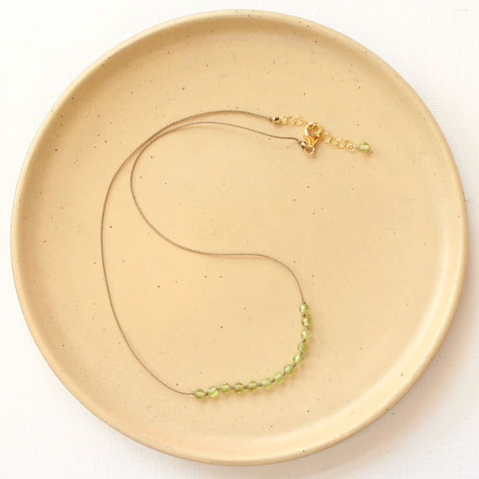 Knotted Peridot Silk Necklace