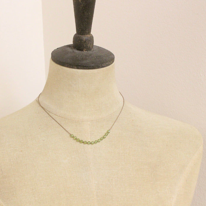 Knotted Peridot Silk Necklace
