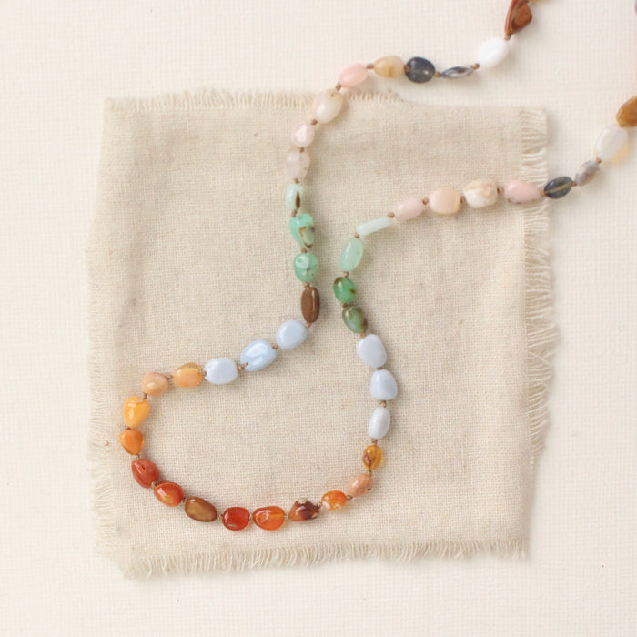 Rainbow Opal Knotted Necklace