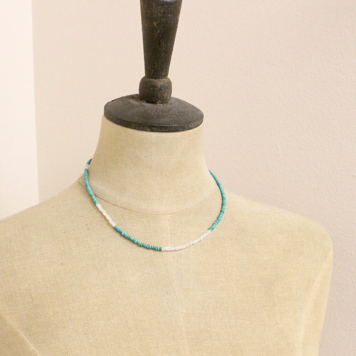 Turquoise and Opal Blocked Necklace