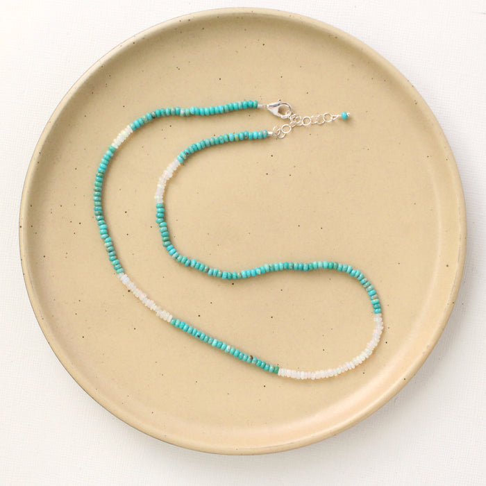 Turquoise and Opal Blocked Necklace