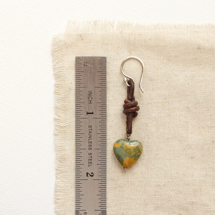 Turquoise Heart Leather Earrings