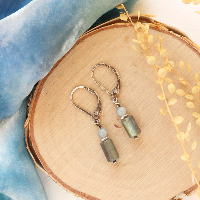 Stacked Zircon & Labradorite Earrings