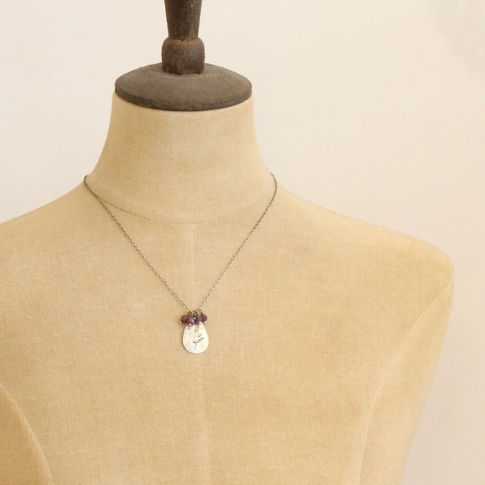 Sprout Teardrop & Purple Ruby Cluster Necklace