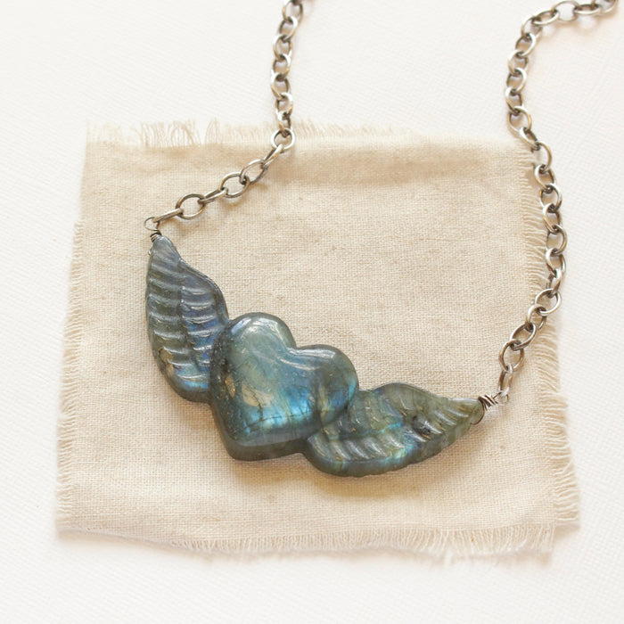 Loving Embrace Carved Labradorite Necklace