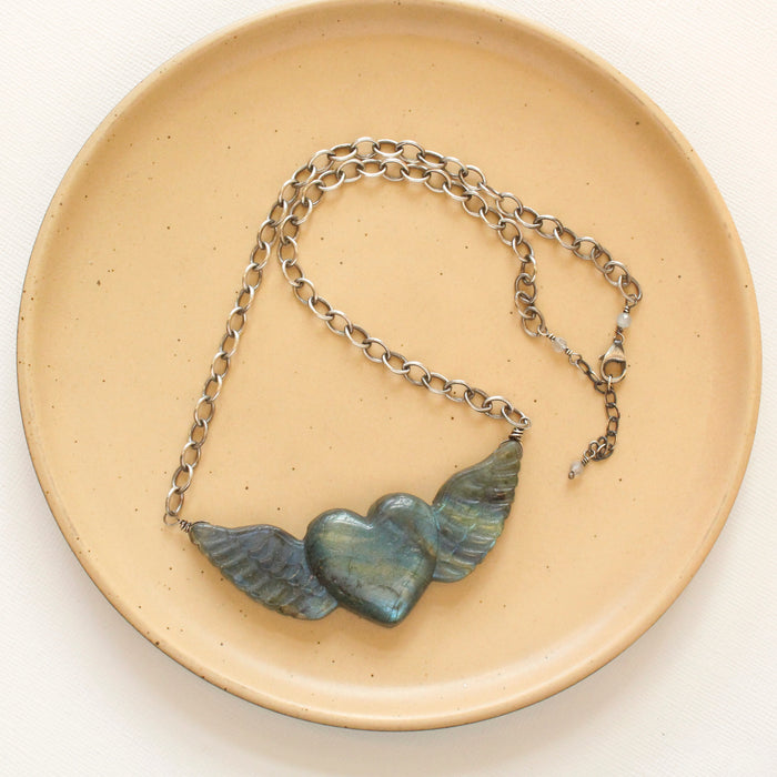 Loving Embrace Carved Labradorite Necklace