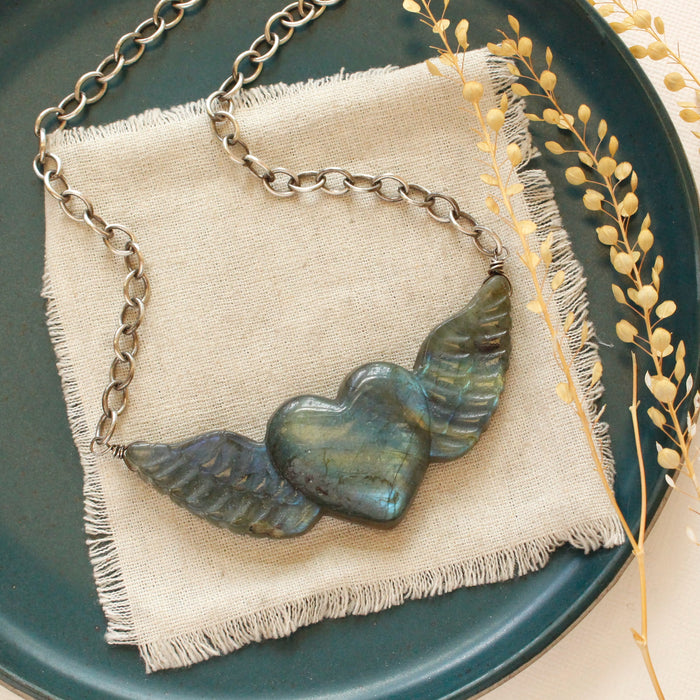 Loving Embrace Carved Labradorite Necklace