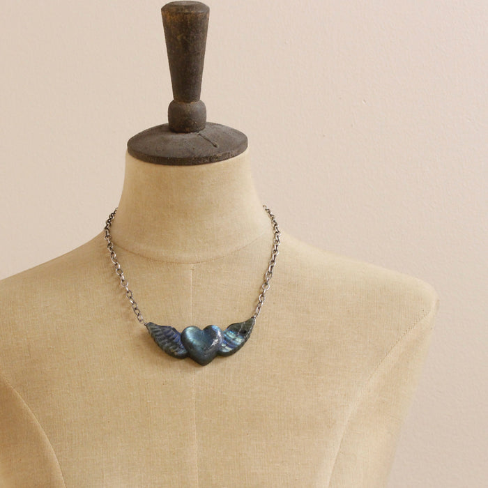 Loving Embrace Carved Labradorite Necklace