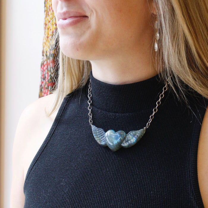 Loving Embrace Carved Labradorite Necklace