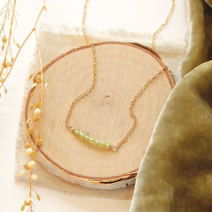 Peridot Gold Bar Necklace