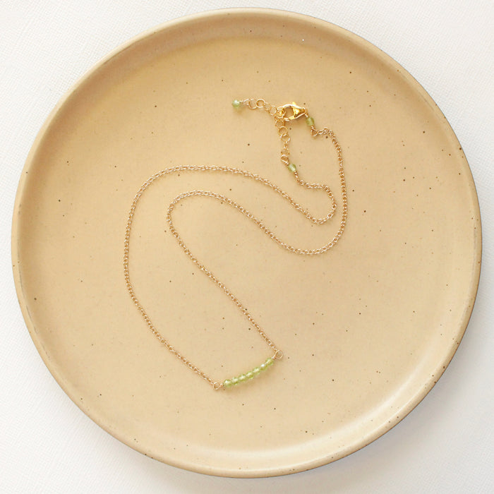 Peridot Gold Bar Necklace