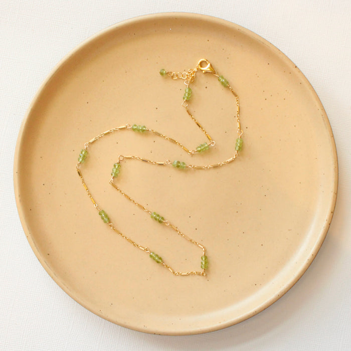 Peridot Gold Bar Chain Necklace