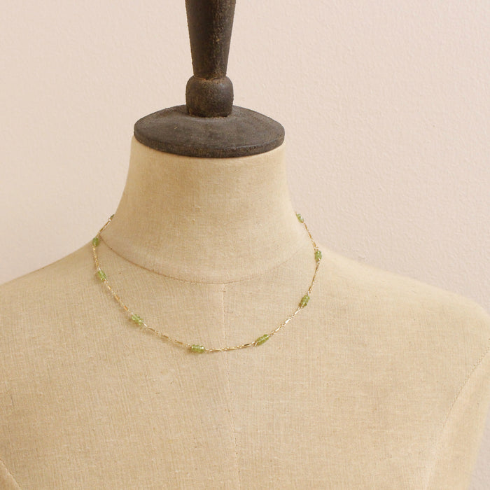 Peridot Gold Bar Chain Necklace