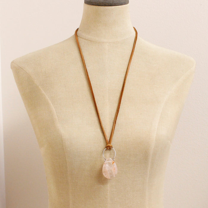 Pinned Lepidocrocite Adjustable Leather Necklace