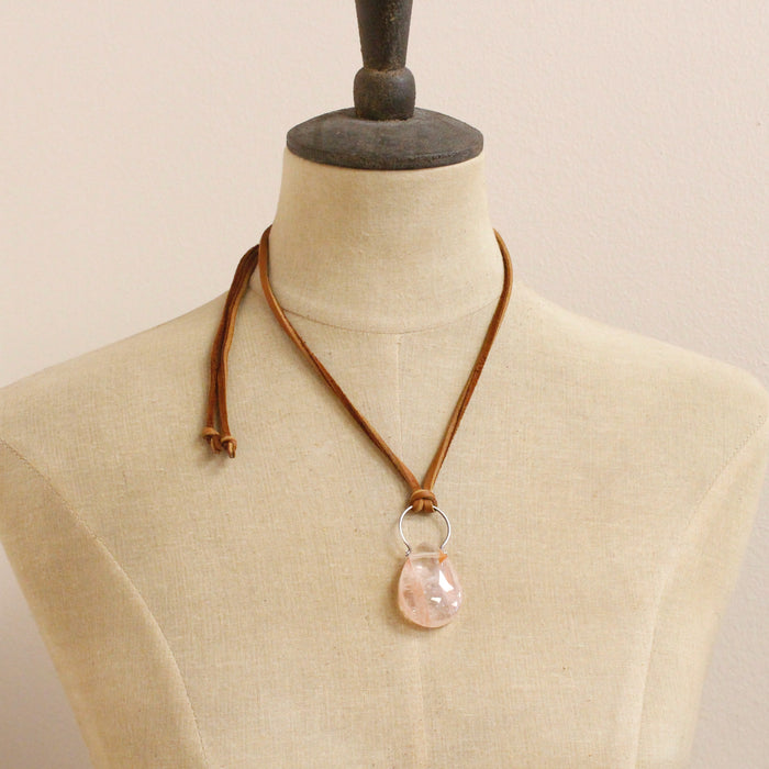 Pinned Lepidocrocite Adjustable Leather Necklace