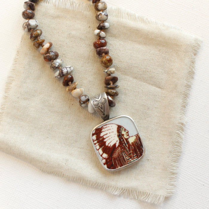 Knotted Wild Horse Magnesite Necklace