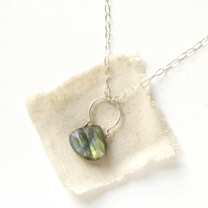 Pinned Labradorite Silver Necklace