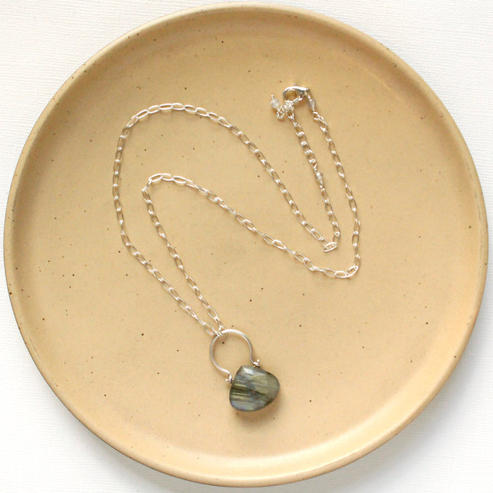 Pinned Labradorite Silver Necklace