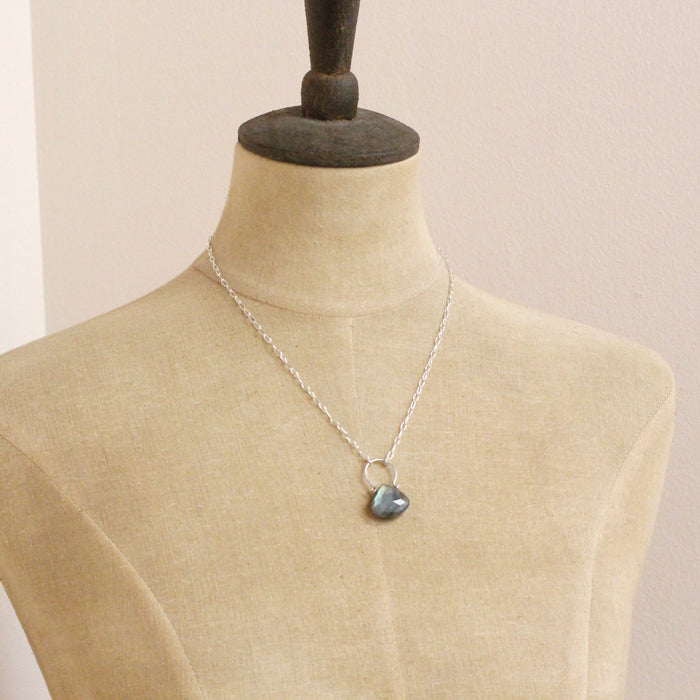 Pinned Labradorite Silver Necklace