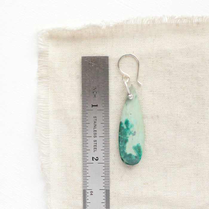 Pinned Parrot Wing Chrysocolla Earrings