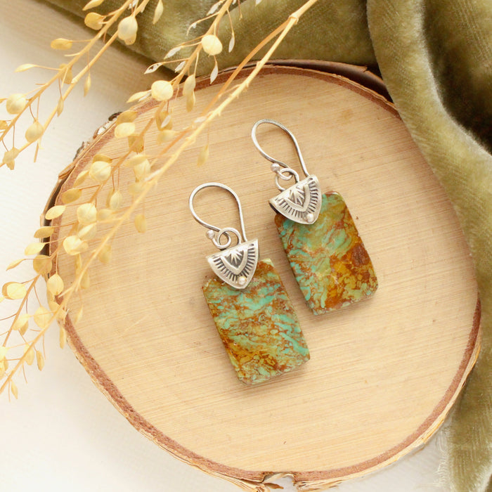 Pinned Turquoise Slice Earrings