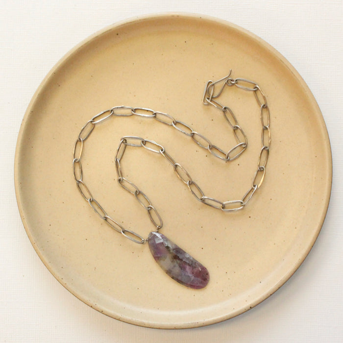 Sapphire & Handmade Chain Necklace
