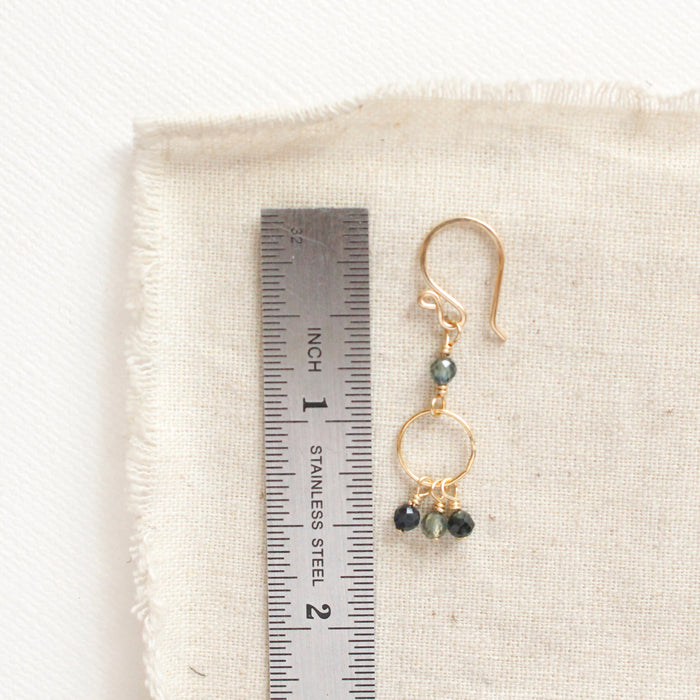 Sapphire Dangle Gold Hoop Earrings