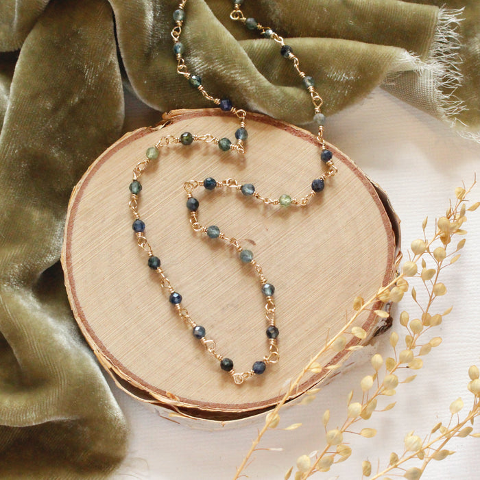 Wrapped Sapphire Gold Necklace