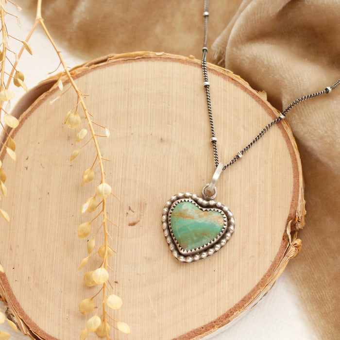 Green Turquoise Framed Heart Necklace