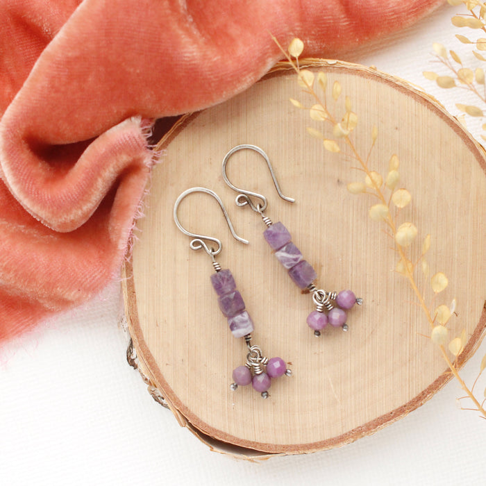 Stacked Orchid Dangle Earrings