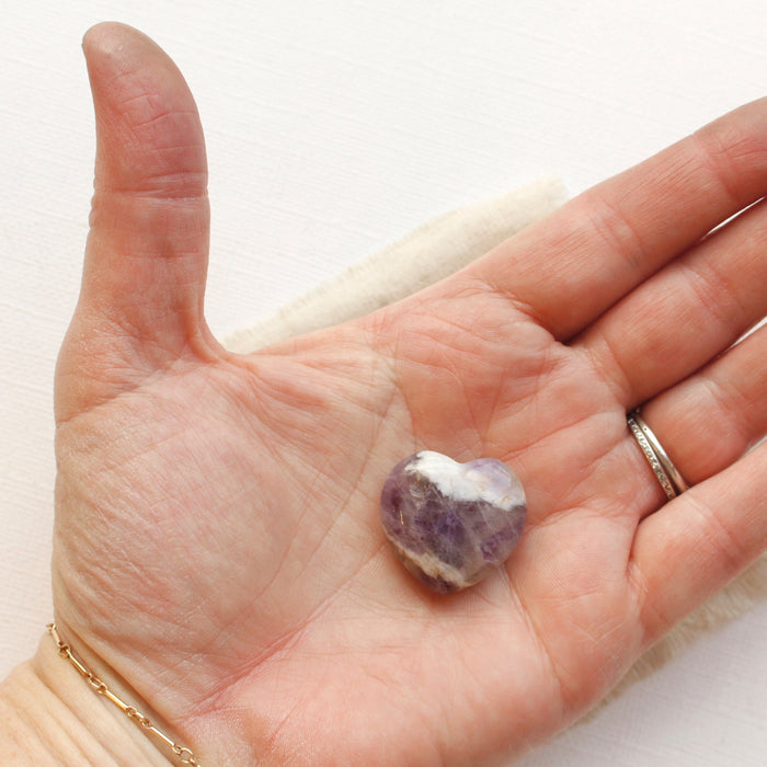 Chevron Amethyst Heart Stone