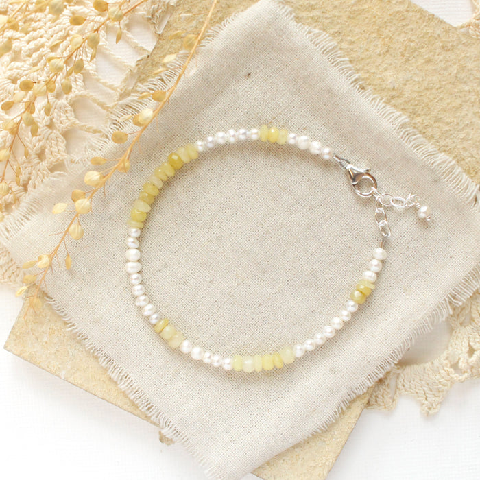 Yellow Opal & Pearl Bracelet