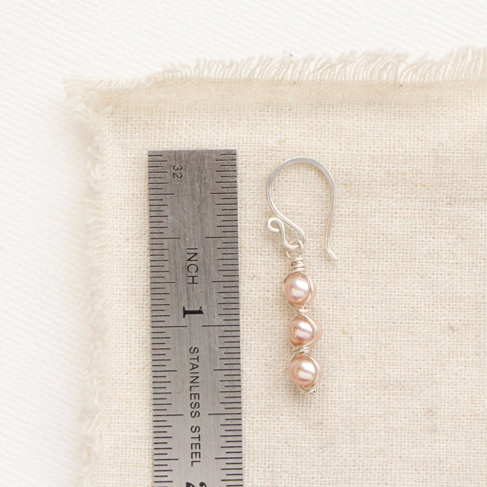 Stacked Pink Pearl Earrings