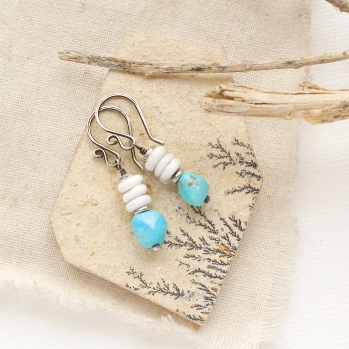 Stacked Turquoise & Howlite Earrings