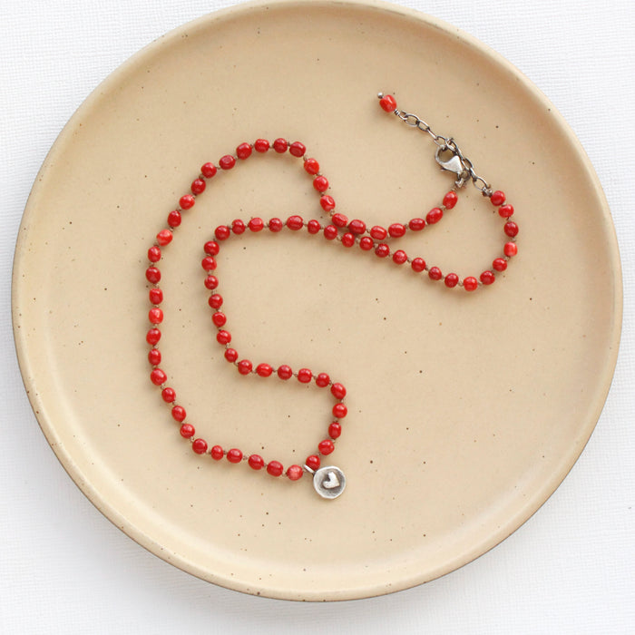 Knotted Coral Heart Necklace