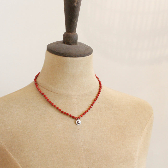 Knotted Coral Heart Necklace