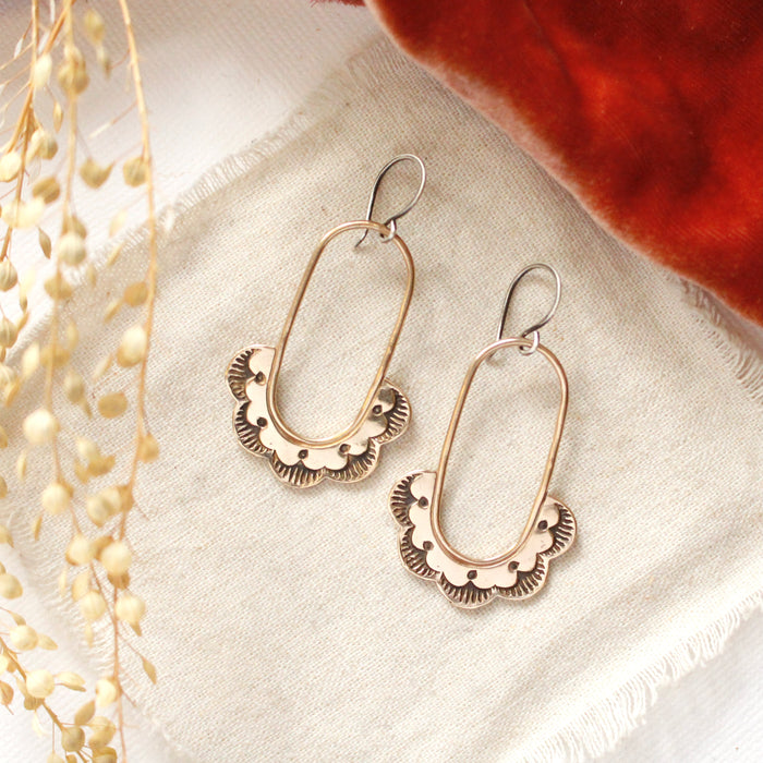 Bronze Columbine Hoop Earrings