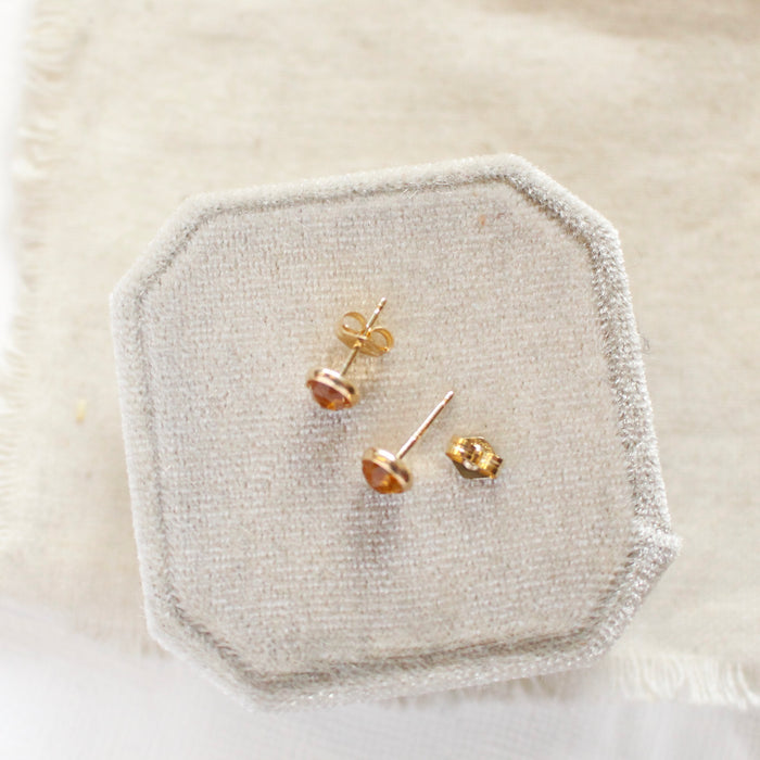 Faceted Citrine Post Earrings