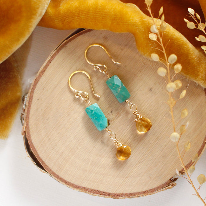 Turquoise & Citrine Earrings