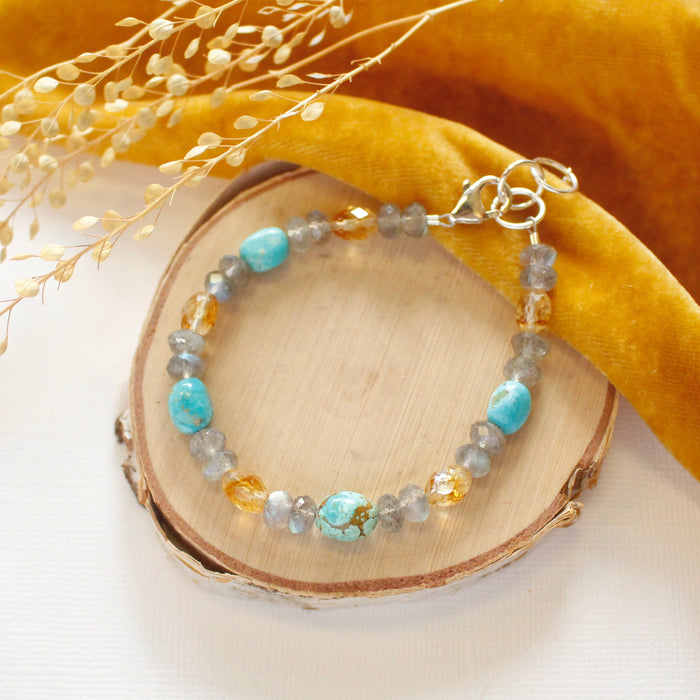 Turquoise, Labradorite, & Citrine Bracelet