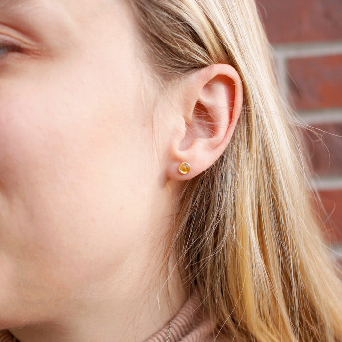 Faceted Citrine Post Earrings