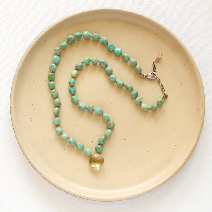 Knotted Turquoise & Citrine Necklace