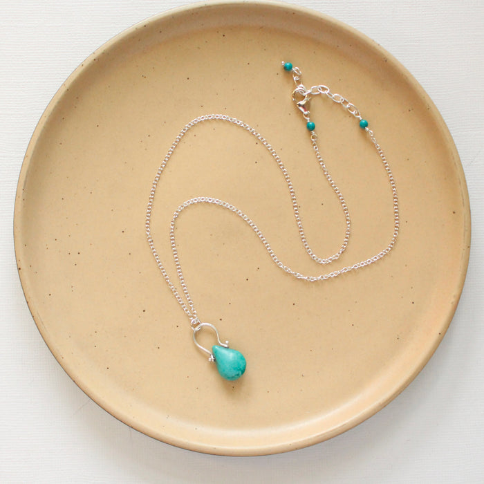 Pinned Turquoise Drop Necklace