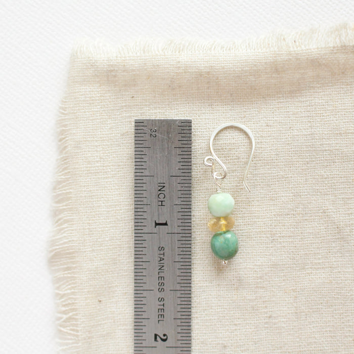 Stacked Citrine, Chrysoprase, & Turquoise Earrings