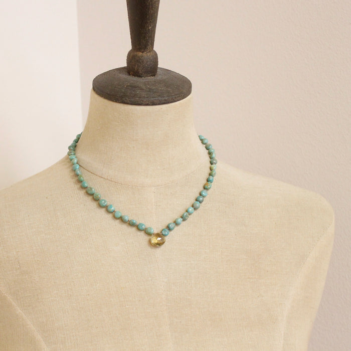 Knotted Turquoise & Citrine Necklace