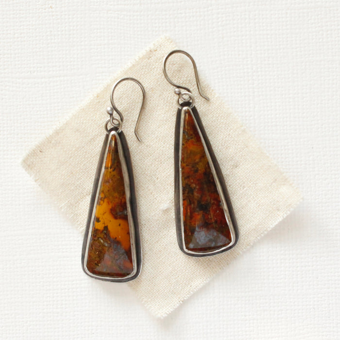 Fossilized Wood Statement Earrings