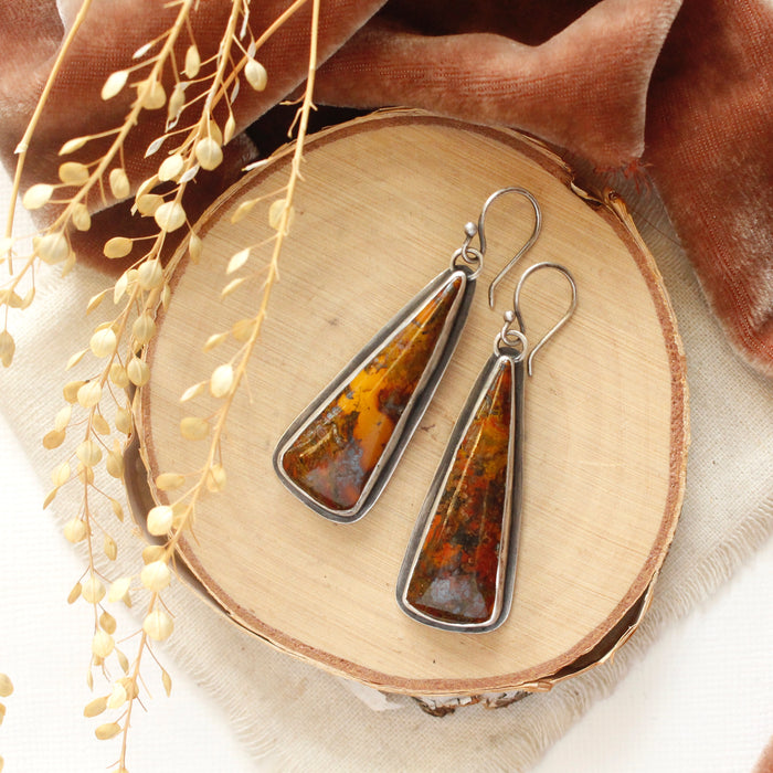Fossilized Wood Statement Earrings