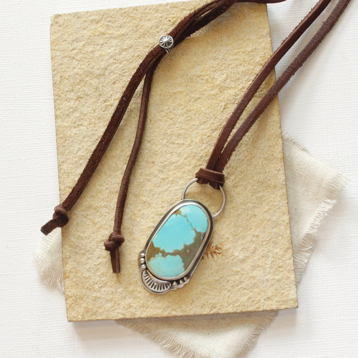 American Turquoise Adjustable Leather Necklace